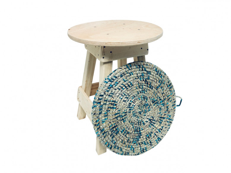 Tooguou Wax – Tabouret grand modèle bleu