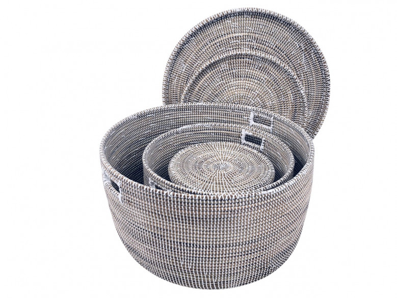 Ndeute – Set de 3 paniers blanc