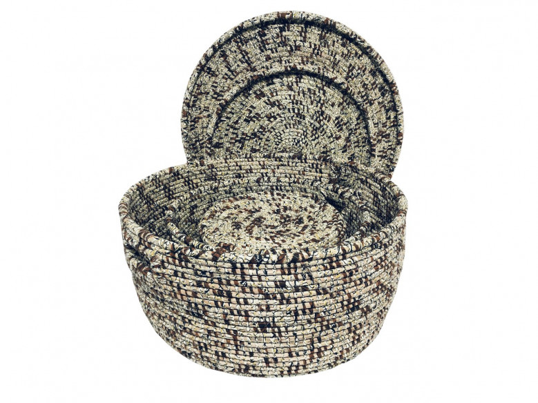 Ndeute Wax – Set de 3 paniers chocolat