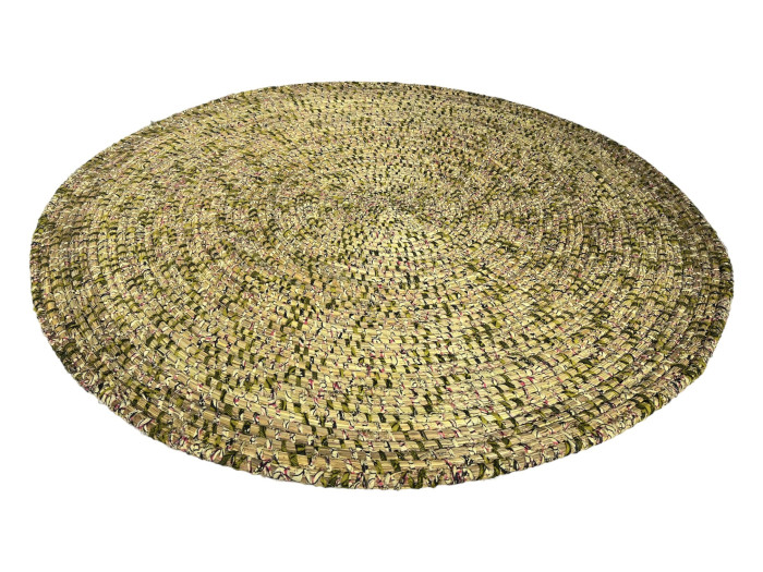 Tapis rond Mbérou - Wax kaki