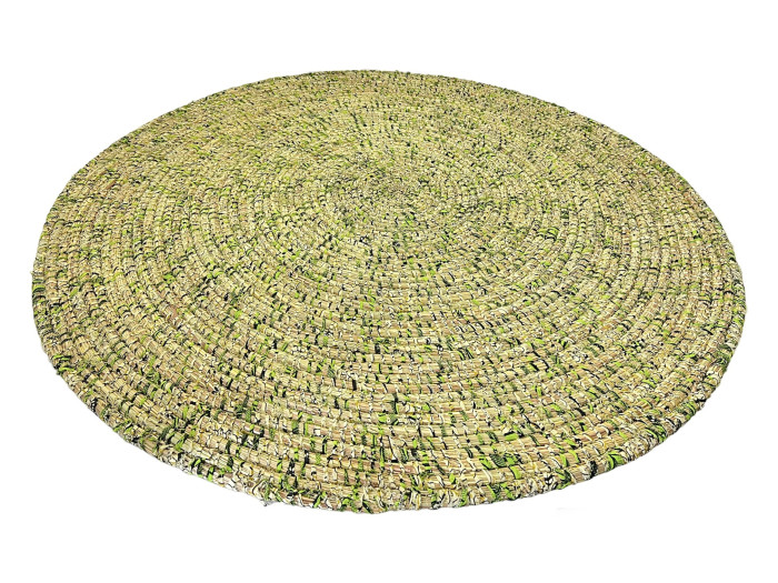 Tapis rond Mbérou - Wax vert